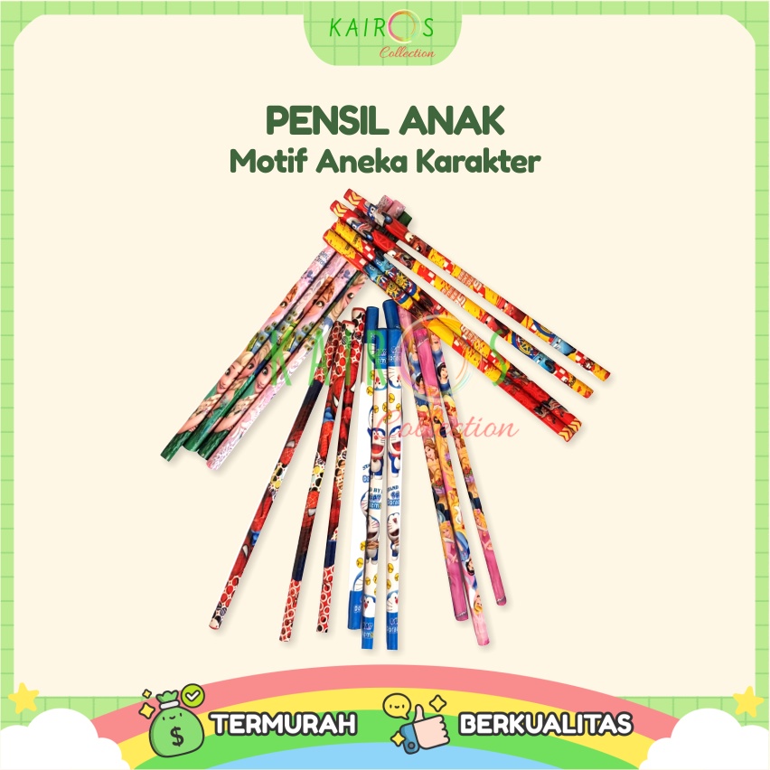 Pensil Anak Karakter Aneka Motif Kartun Lucu