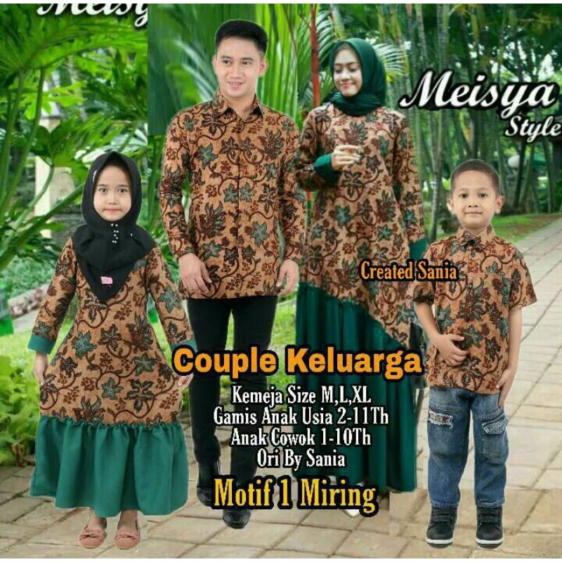 BATIK COUPLE KELUARGA sania ruffle ori ndoro jowi dnt motif Rampel hijau-Daun belimbing
