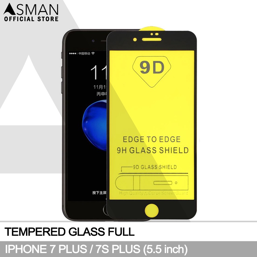 Tempered Glass Full iPhone 7 Plus (5.5&quot;) | Anti Gores Kaca - Hitam