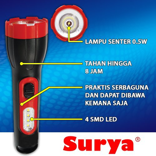 Surya SYT L015 Senter LED Super Terang / Lampu Emergency 2 in 1 Rechargeable