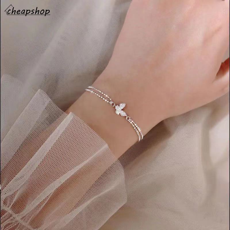 IFYOU Fashion Crystal Butterfly Bracelet Simple Ladies Bracelet Women Jewelry Accessories Gift