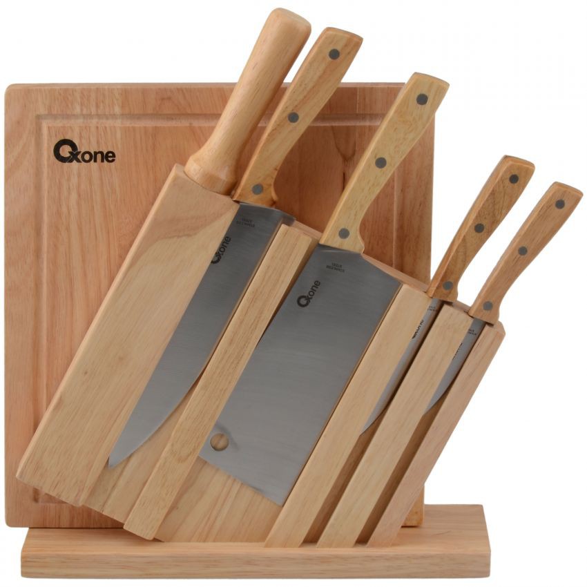 OXONE OX-95 7Pcs Wooden Knife &amp; Chop Board Set , Pisau Dapur dan Talenan