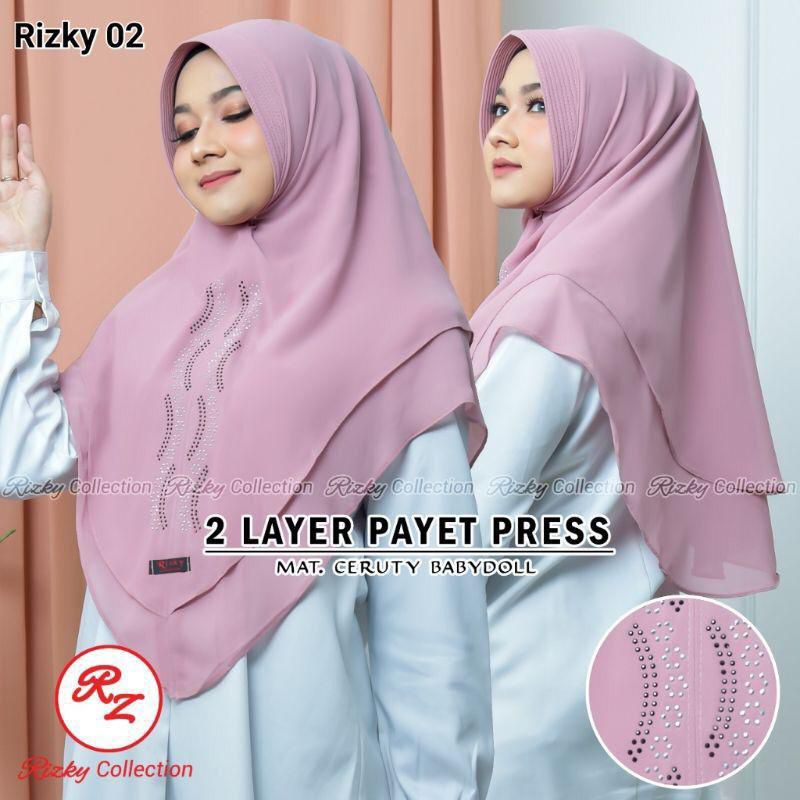 HIJAB PAYET SANDI ATAS ORIGINAL BY RIZKY COLLECTION KHIMAR CERUTY PAYET SANDI ATAS