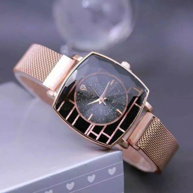 Jam Tangan Wanita Korea Diyoor Persegi Strap Magnet READY 5 VARIAN WARNA