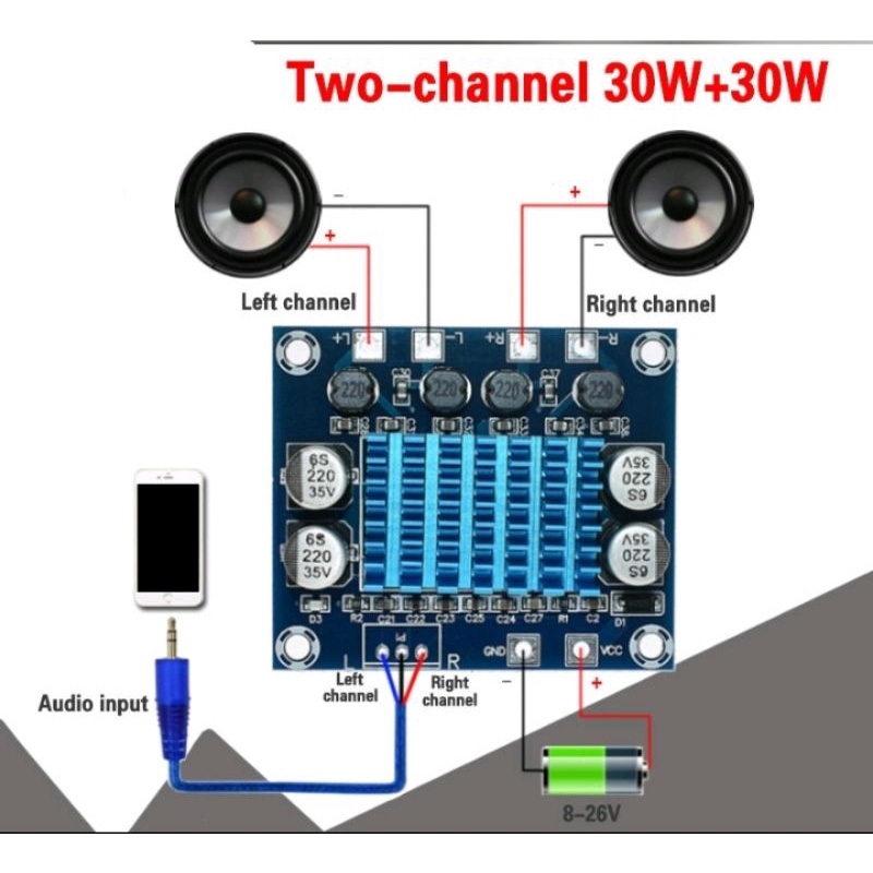 Tpa3110  30w+30w 2.0  stereo amplifier class D