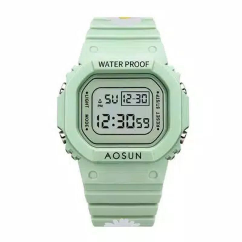 (Cod)Jam Tangan Wanita Digital sergi Bunga Model Korea Strap Rubber(Dukirim Jakarta)