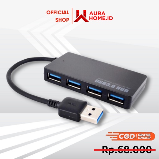 USB HUB 3.0 4 Port With Power Supply Port / Konverter Converter Hub Usb Multi Port 4in1 To Usb LAN E