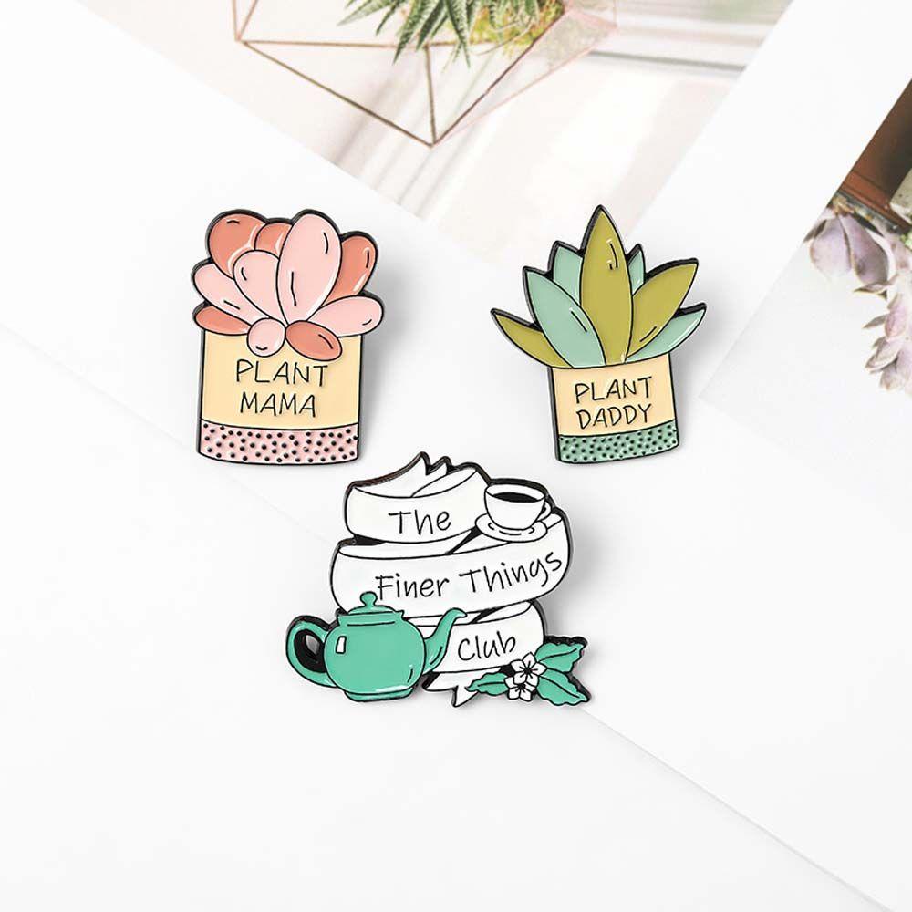 Needway   Tanaman Bros Hadiah Untuk Anak-Anak Busana Taman Kecil Perhiasan Aksesoris Bunga Tanaman Berkebun Lencana Lencana Pin Enamel Pin