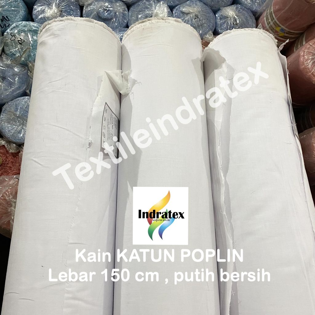 ( per 1 roll ) kain katun jepang POPLIN full cotton 100 % putih gulung Lebar 150 cm isi 90 meter bahan dress baju hem kemeja putih ikhrom ihrom ihram membatik batik gamis koko kerudung jilbab hijab bergo sorban surban craft kerajinan tangan mori kafan