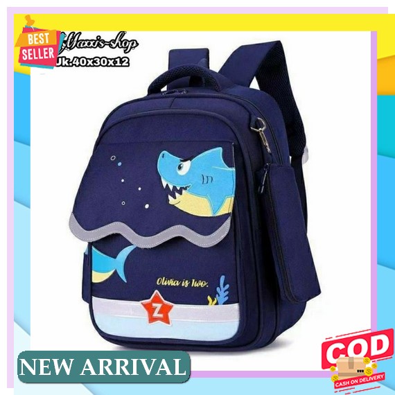 C&M Tas Ransel Anti Air Backpack Wanita Hitam Motif Likethis Korea Kls 1-2-3-4 Sekolah Kerja Ta126B5