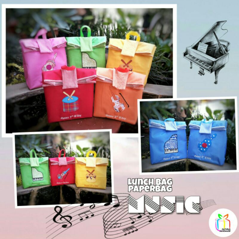 

Goodie bag tas souvenir ultah unik lunch bag paperbag tema musik