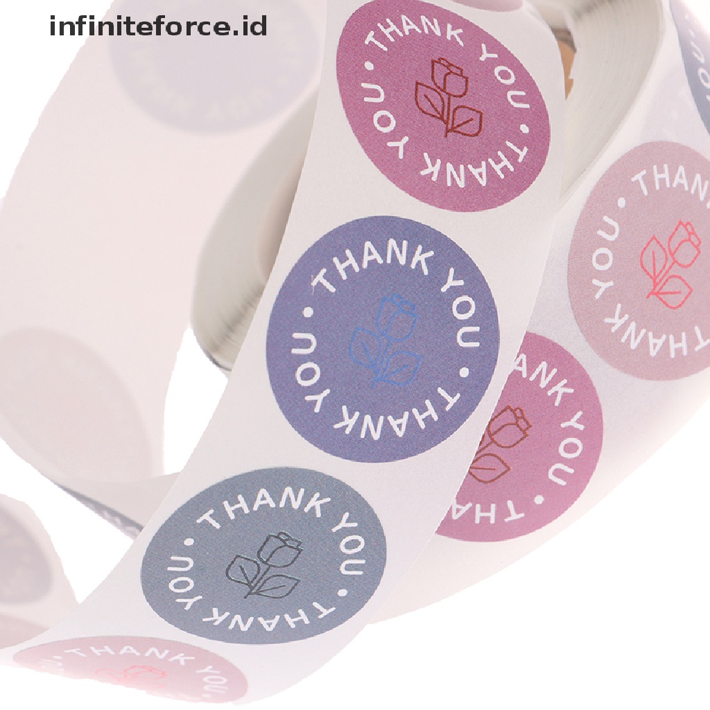 Infiniteforce.id 500pcs / Set Stiker Label Motif Bunga Tulisan Thank You Untuk Scrapbook / Hadiah