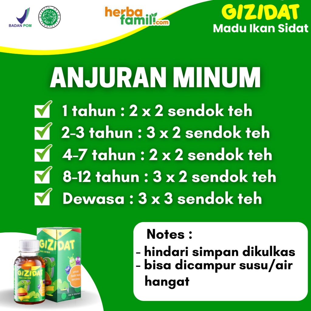 [PROMO] ORIGINAL GIZIDAT Vitamin Penambah Nafsu Makan Berat Badan Anak &amp; Bayi - Suplemen Madu Temulawak Asli