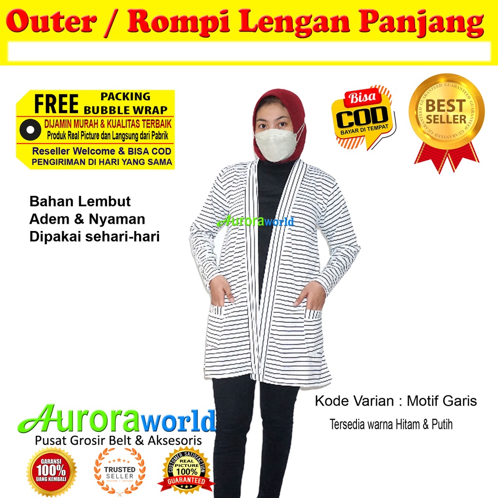 Auroraworld Outer / Rompi lengan panjang bahan lembut adem dan nyaman dipakai sehari hari bisa cod