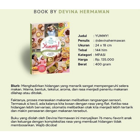 Buku Resep Yummy; 76 Menu Favorit Anak - Devina Hermawan