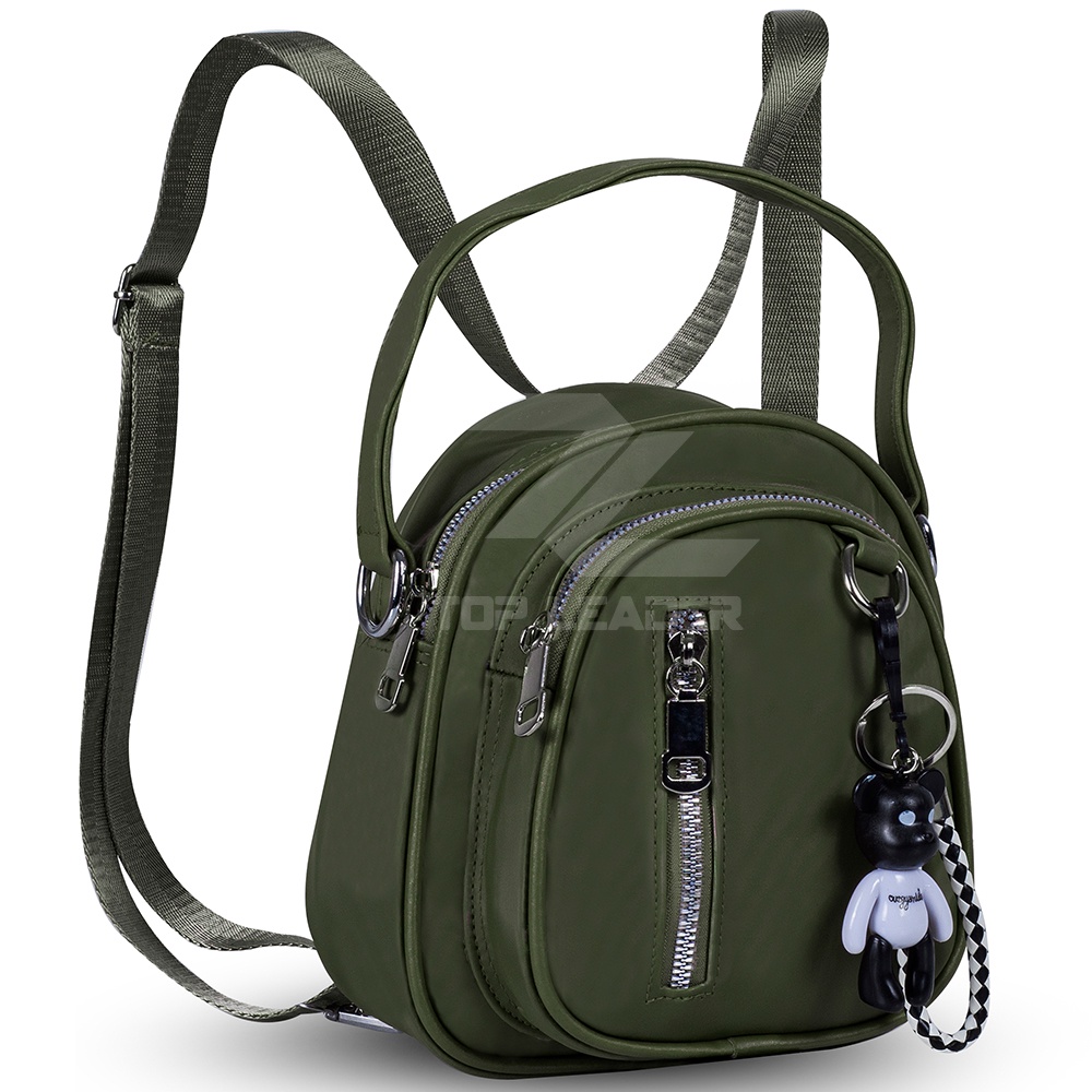 Goldies Tas Ransel Wanita Mini Style Korea Import Tas Backpack Mini Anti Air Free Gantungan-Hijau Kecil Goldies