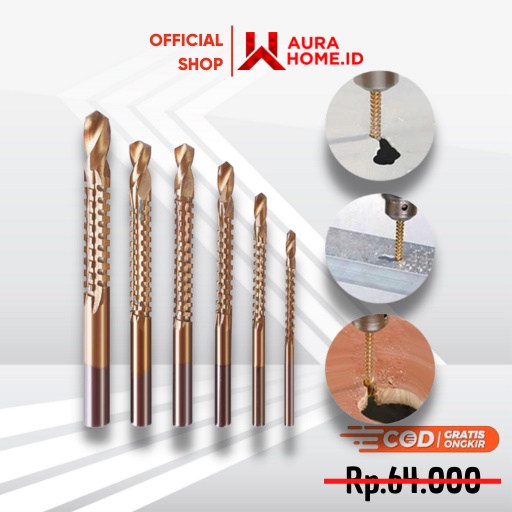 Mata Bor Power Drill HSS Steel 6 PCS / Mata Bor Pembolong Pelubang Pelobang Lubang Besi Baja Beton T