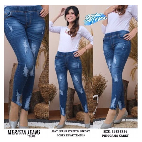 SIZE 27-38!! MERISTA JEGGING VARIASI SOBEK TIDAK TEMBUS SUPER MELAR