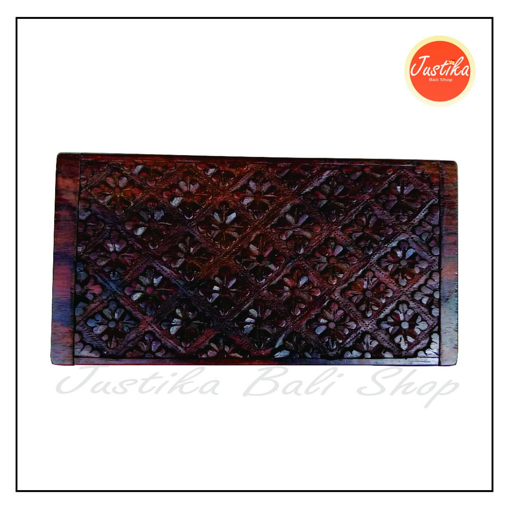 Kotak Tempat Perhiasan Kayu/ Ukuran Biasa / Aksesoris Bali/ Motif Ukiran Bunga/ Bahan Kayu Sona
