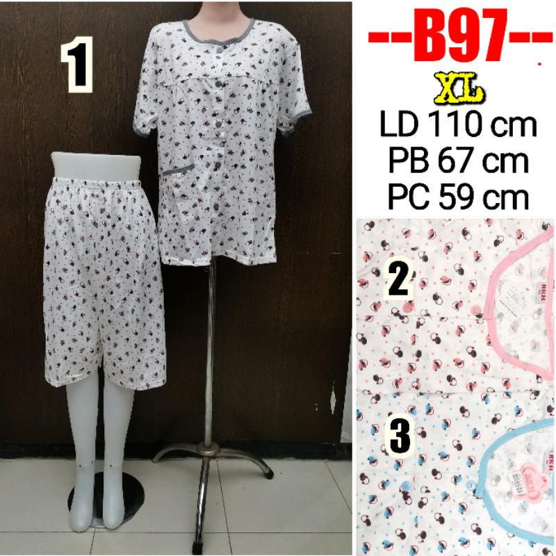 Baju Tidur Babydoll Jumbo XL BKH setelan kaos pendek Baju Tidur Kancing Depan Busui B97 Piyama