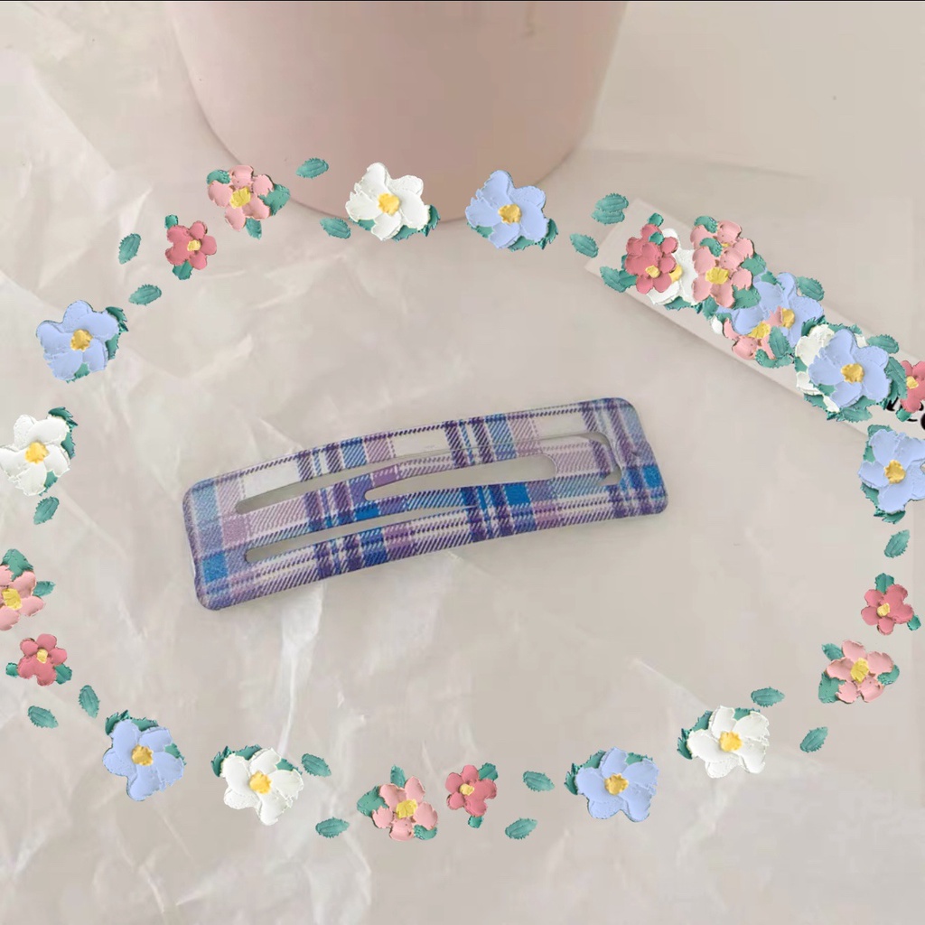 Girl ig Sweet Plaid Hair Clip cute Heart Bangs Clip Candy Color Hairpin Hair Accessories Headdress