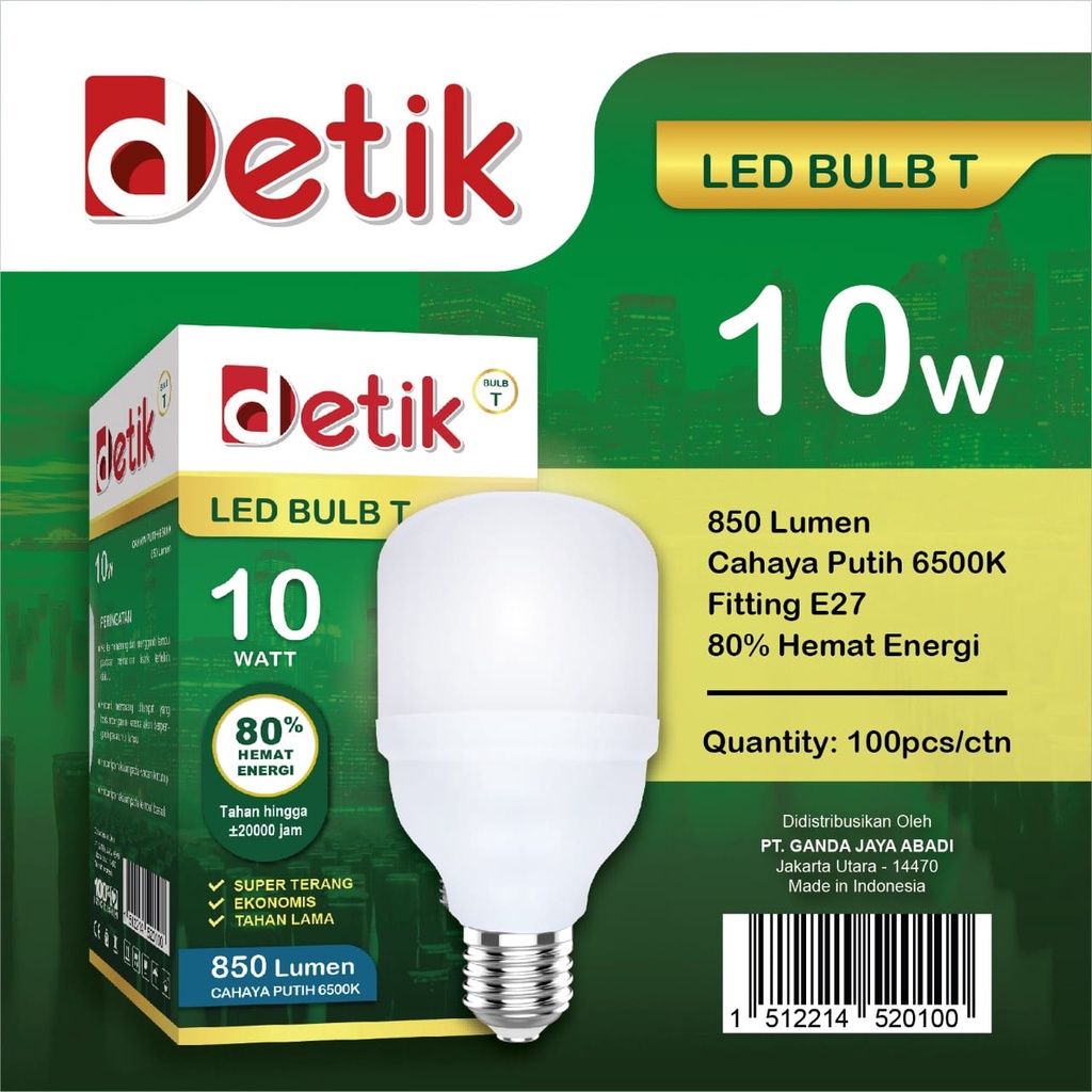 DETIK Lampu LED Capsule 10 Watt - Cahaya Putih (Garansi 1 Tahun)