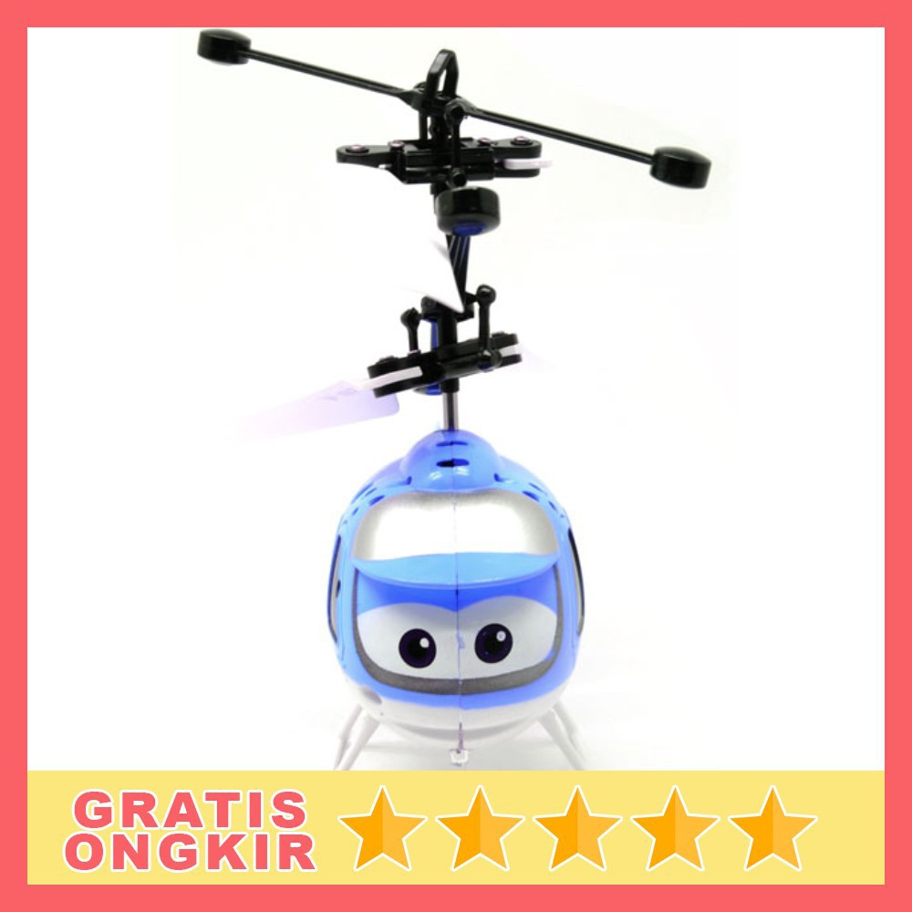 Grab Medan Mainan Helikopter Anak Anak dengan Kontrol Sensor 2CH Blue