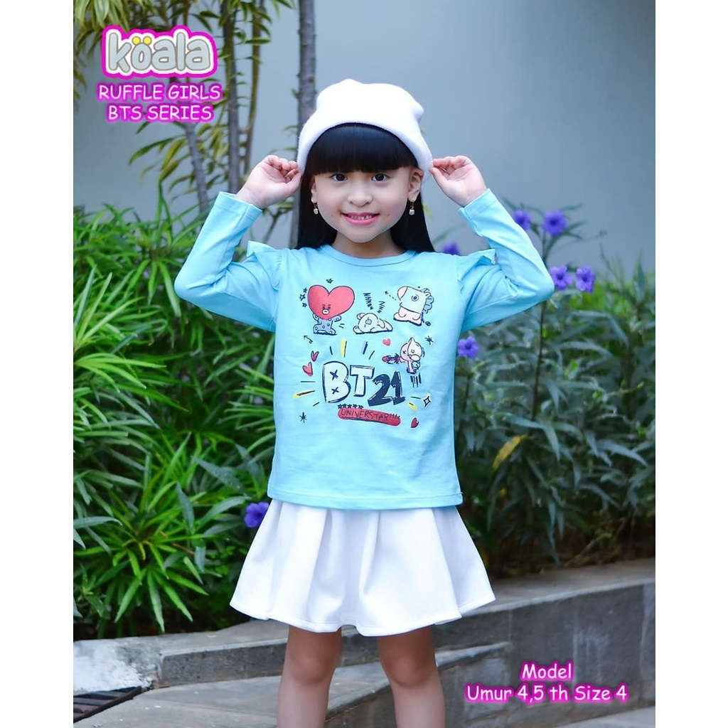 KAOS ANAK PEREMPUAN PANJANG RUFFLE SERIES KOALA USIA 2-10 TAHUN