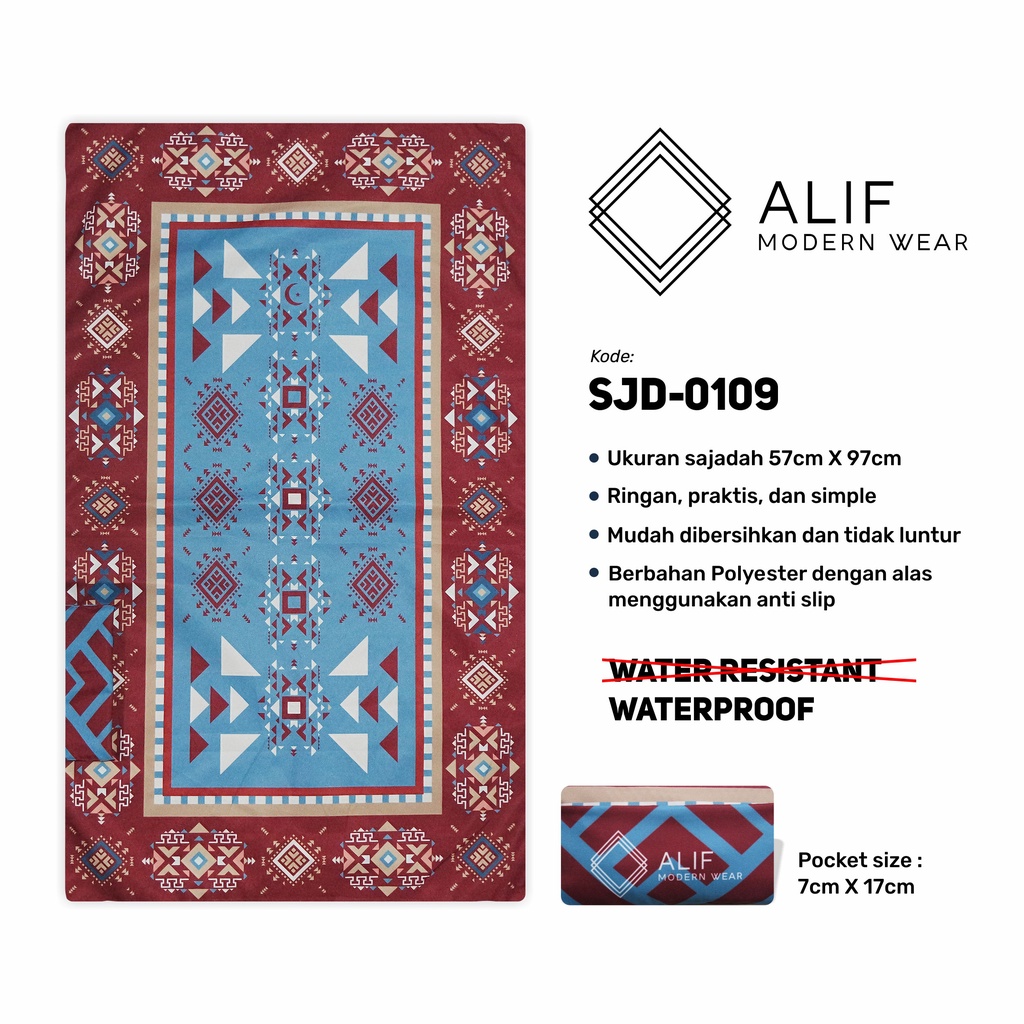 ALIF SAJADAH TRAVEL / SAKU / PORTABLE / WATERPROOF ( ALIF MODERN WEAR SJD-0109 )