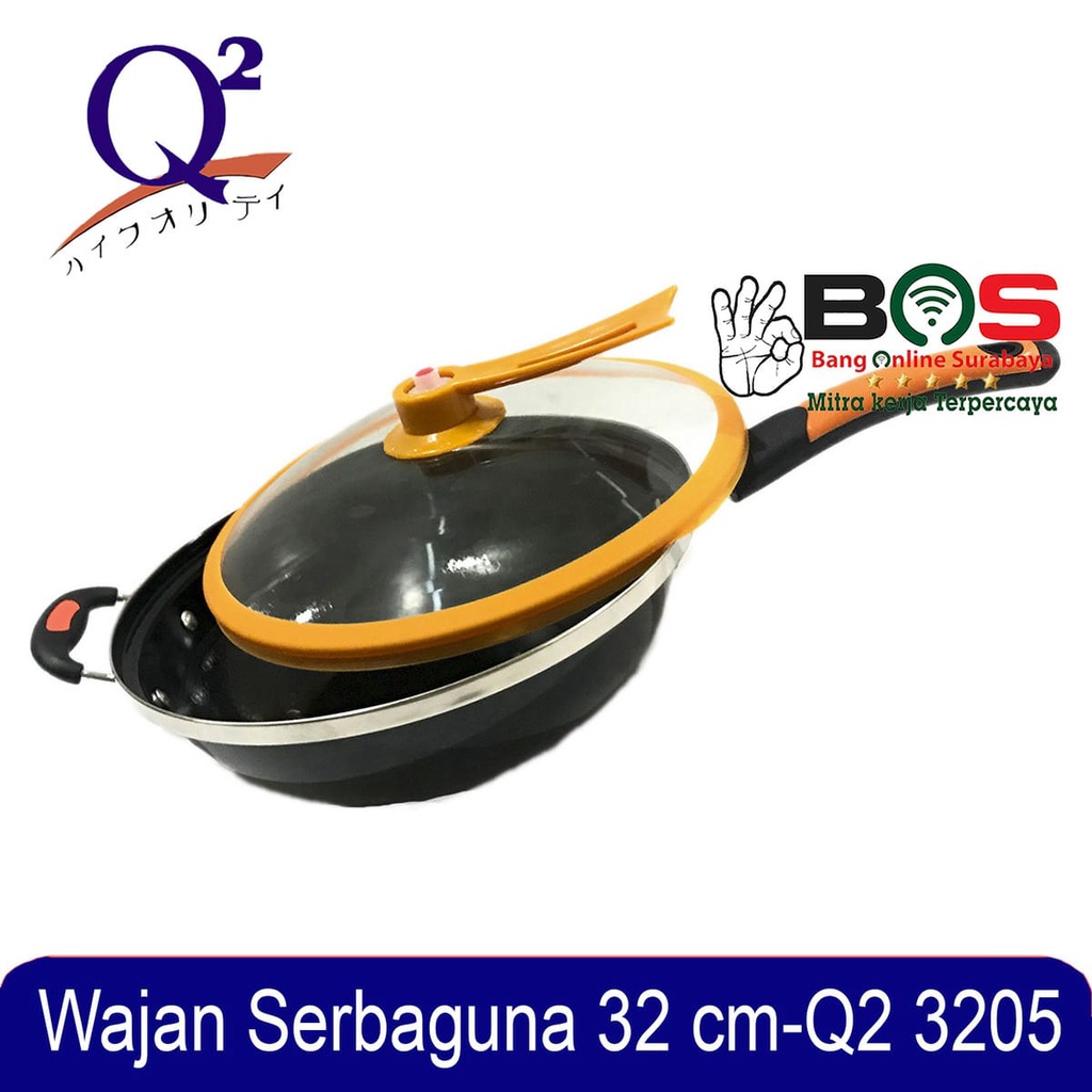 Wajan Panci Penggorengan Enamel Q2-3205 Q2 3205 Panci Tutup Kaca Q23205