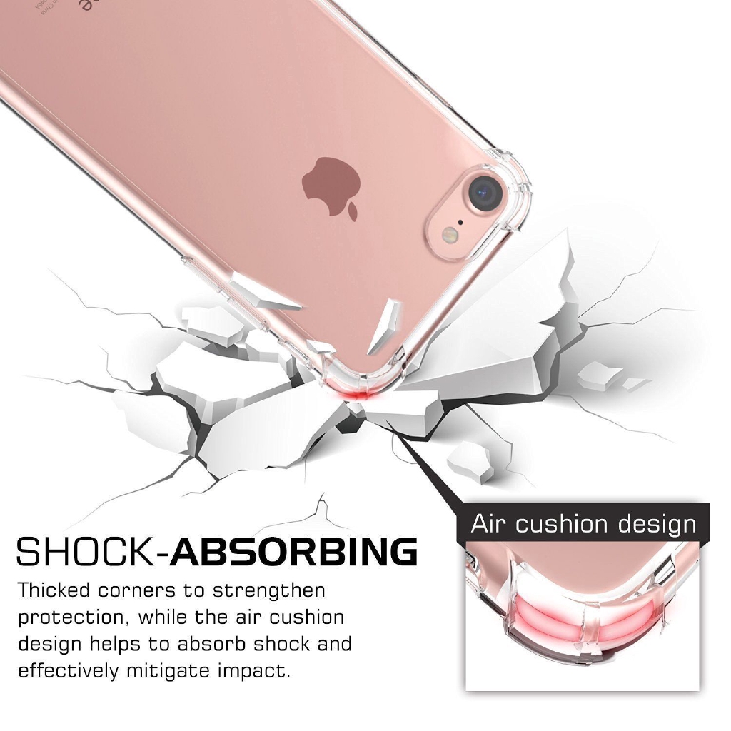 Soft Case Silikon TPU Bening Shockproof untuk Compatible For iPhone 6S Plus 7 8 x