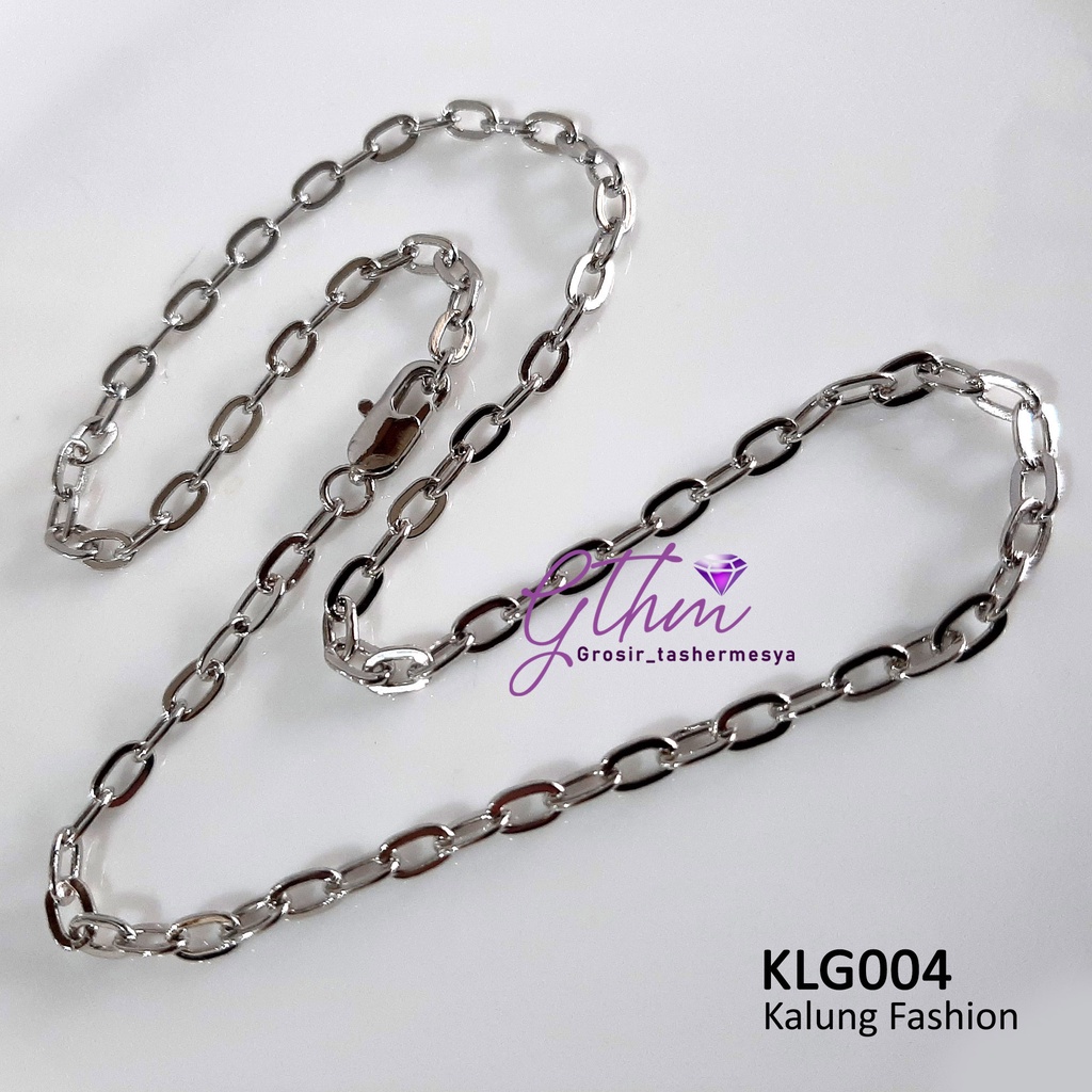 kalung wanita rantai polos KLG004 anti karat mewah berkilau seperti emas asli jual titanium xuping