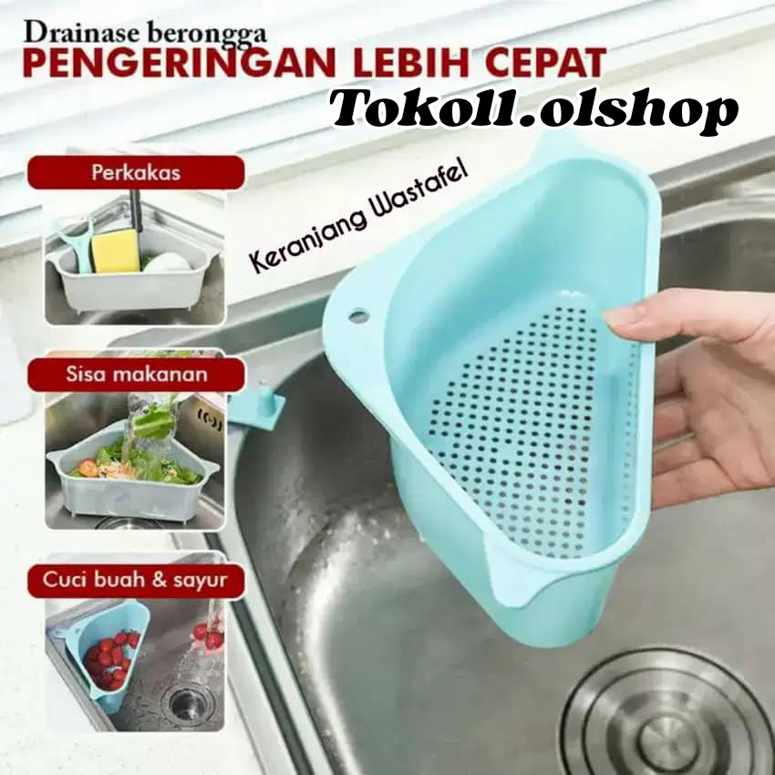 Rak Saringan Segitiga Penyimpanan Sudut Kitchen sink