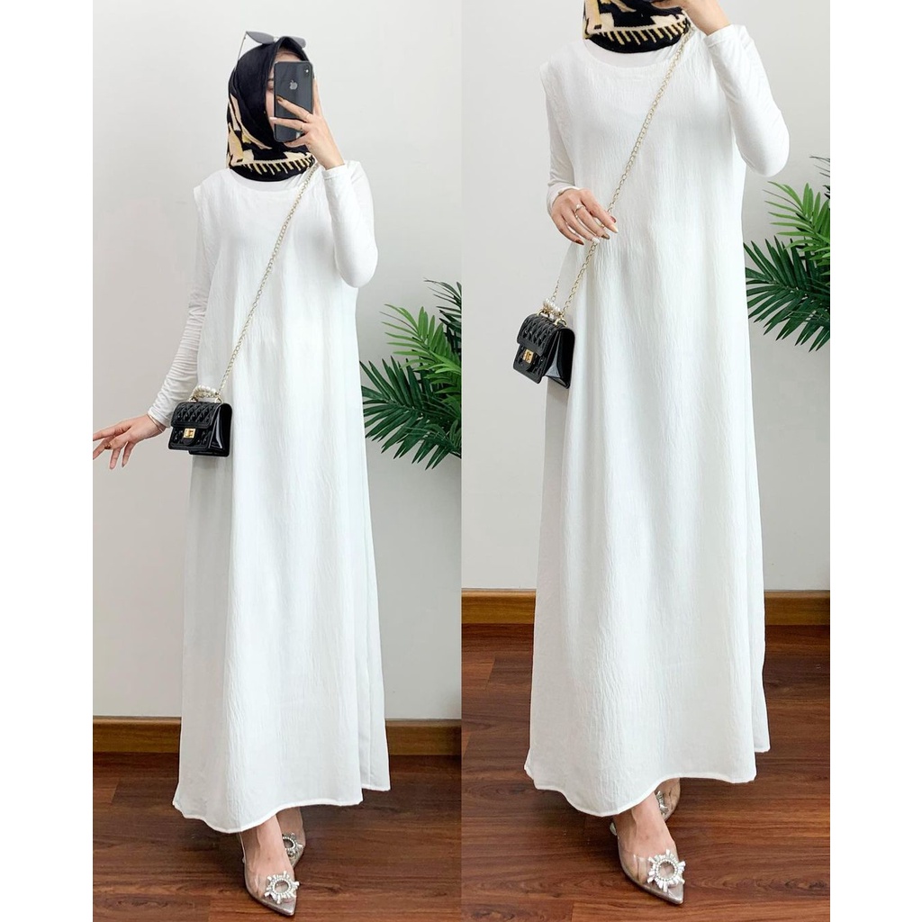 Gaudi inner dress | gamis wanita | dress hits wanita | gamis lengan kutung