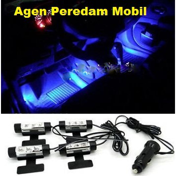 Lampu Led Kolong Dashboard Interior Kabin - Footstep 4 Posisi 3 Led - Praktis Colok Lighter Mobil