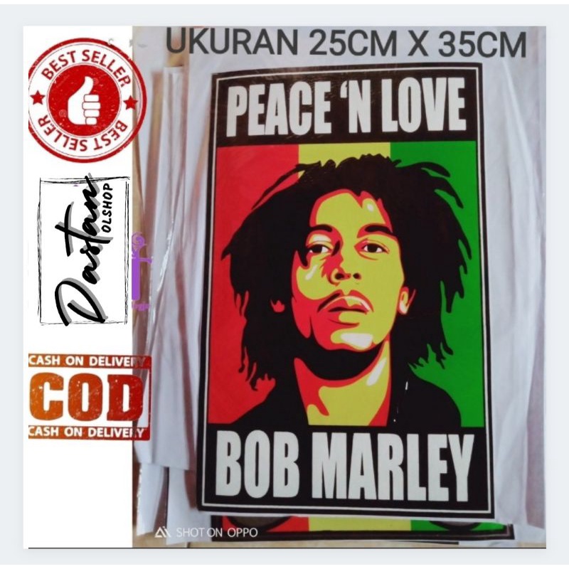 Stiker jumbo ukuran 25x35cm Bob Marley