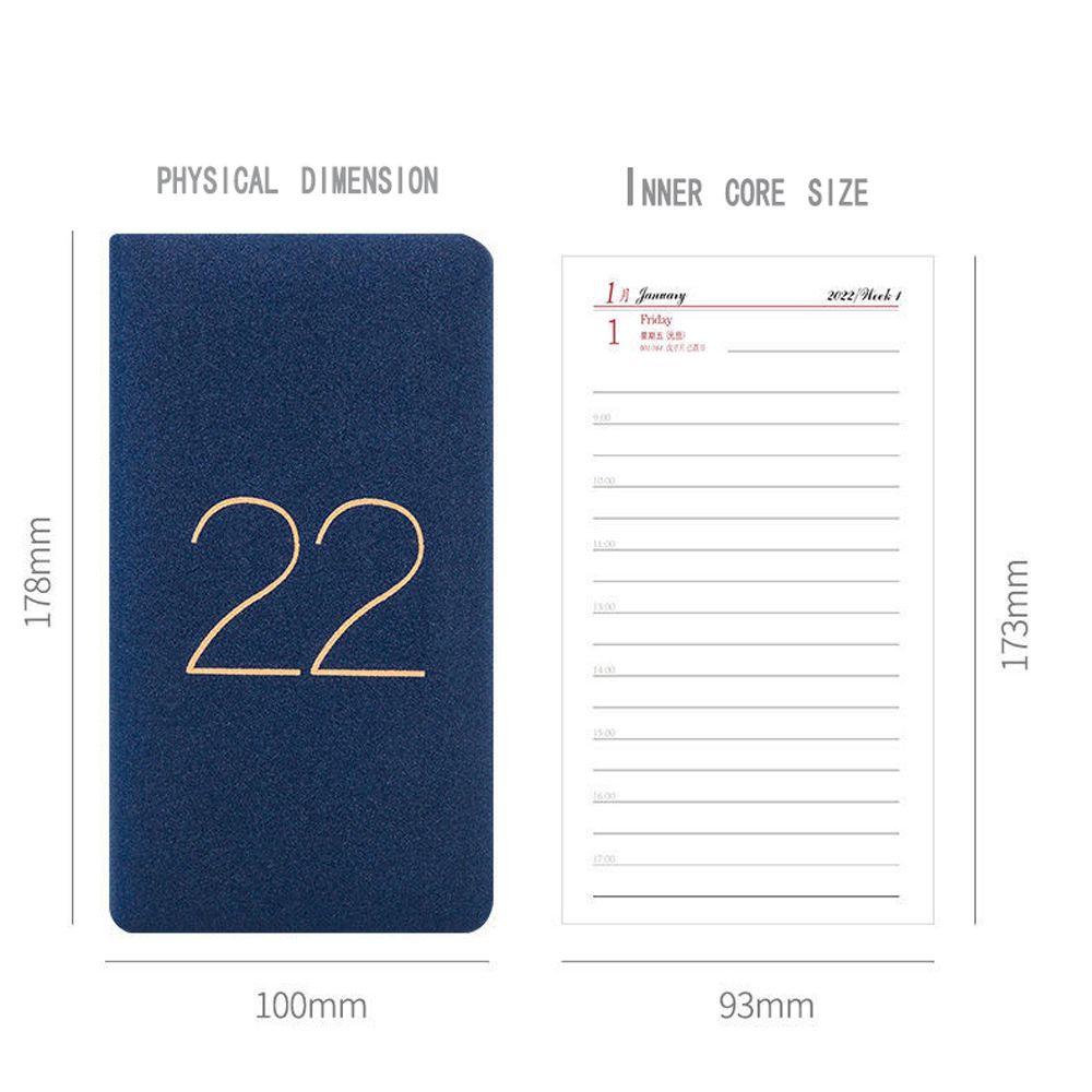 QUINTON 48K Pocket Notepad Small Schedules Organizer 2022 Notebook Portable Daily Weekly Planner Office School Stationery Supplies Student Agenda Planner/Multicolor