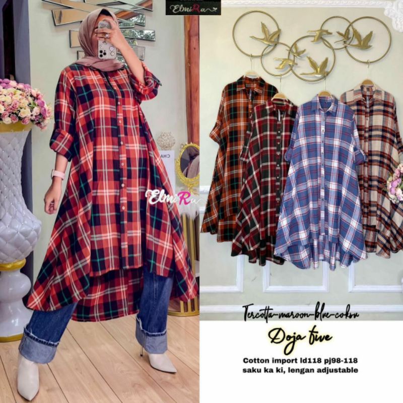 Tunik wanita import kekinian 2022.Doja Long tunic cotton import premium original by Elmira baju atas