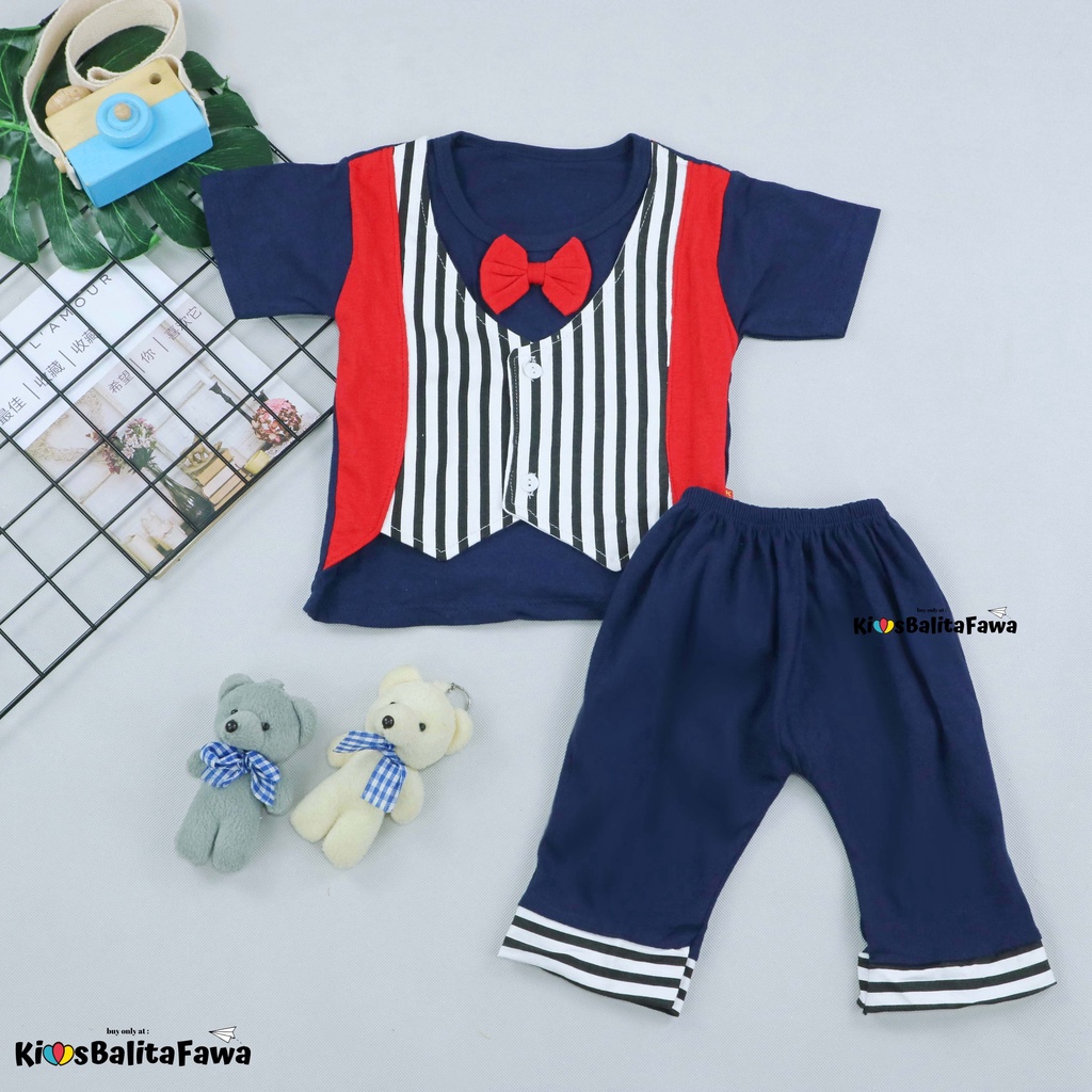 Setelan Rompi Baby Colin uk 3-18 Bulan / Export Class Set  Baju Bayi Laki Kaos Rompi Celana Lengan