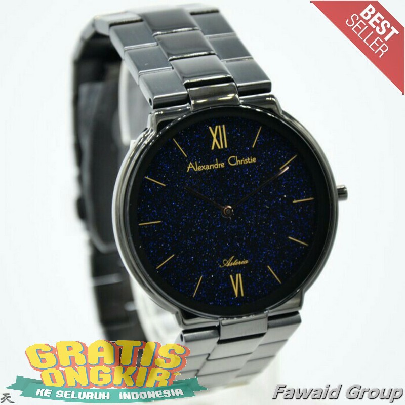 Best Seller Jam tangan Pria ALEXANDRE CHRISTIE AC 8480 SLIM PRIA FULL BLACK ORIGINAL