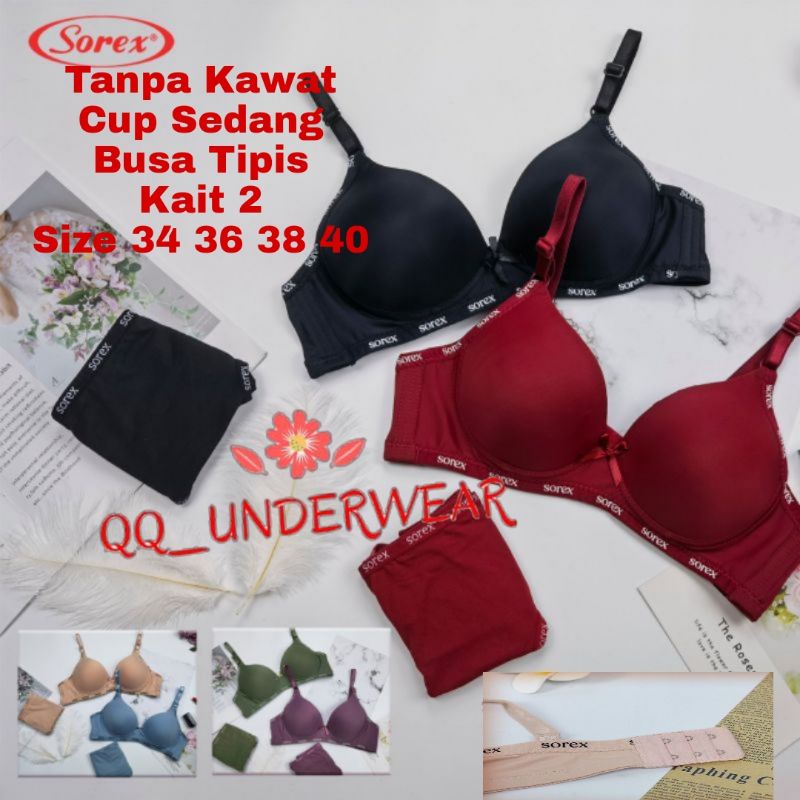 Bra Sorex 17232 Bh Tanpa Kawat Busa Tipis Cup Sedang Size 34-40 Kait 2 / BH Sorex 17232 Super Soft Terlaris / Bh Sorex 17232 / Bra Sorex 17232