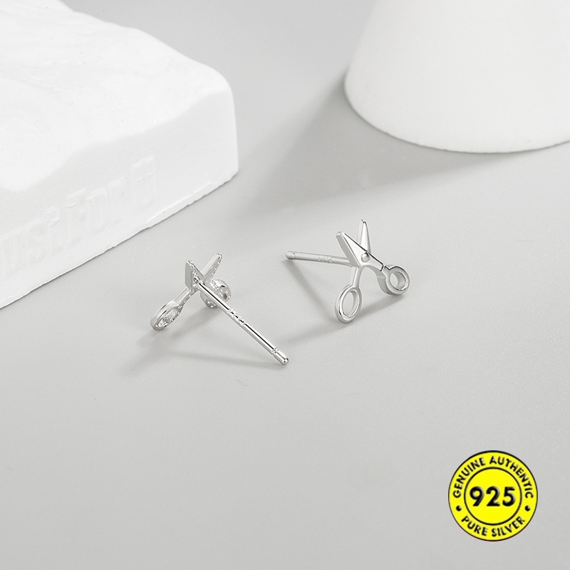 Anting Tusuk Sterling Silver 925 Desain Gunting Mini Untuk Wanita