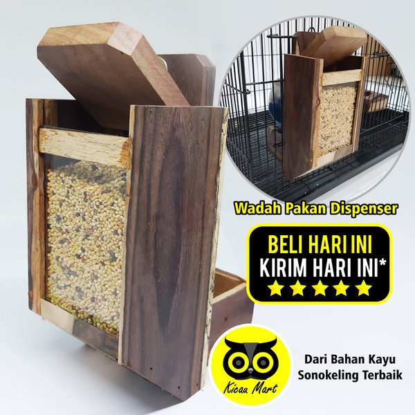 DISPENSER KAYU WADAH TEMPAT MAKAN BURUNG LOVEBIRD LOVE BIRD KOLONI UNTUK SANGKAR UMBARAN TERNAK