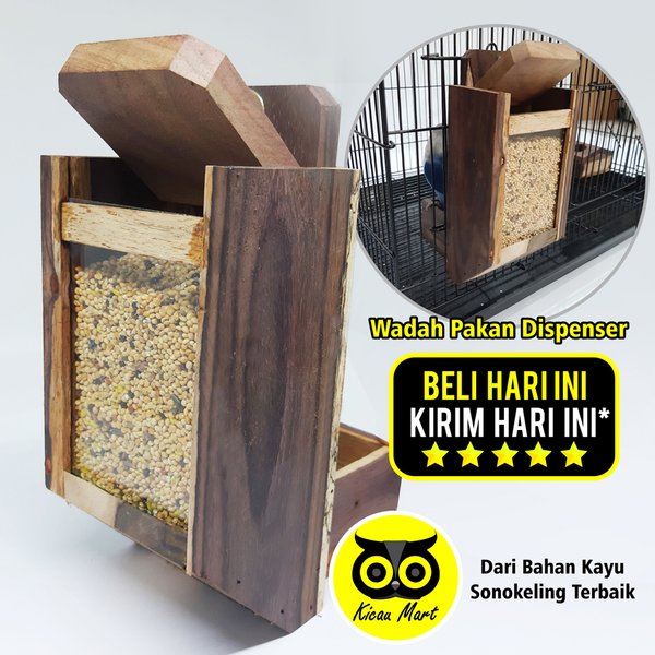 Jual Dispenser Kayu Wadah Tempat Makan Burung Lovebird Love Bird Koloni