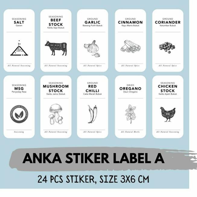 

ANKA - stiker label bumbu dapur - Set Tipe C 2J3