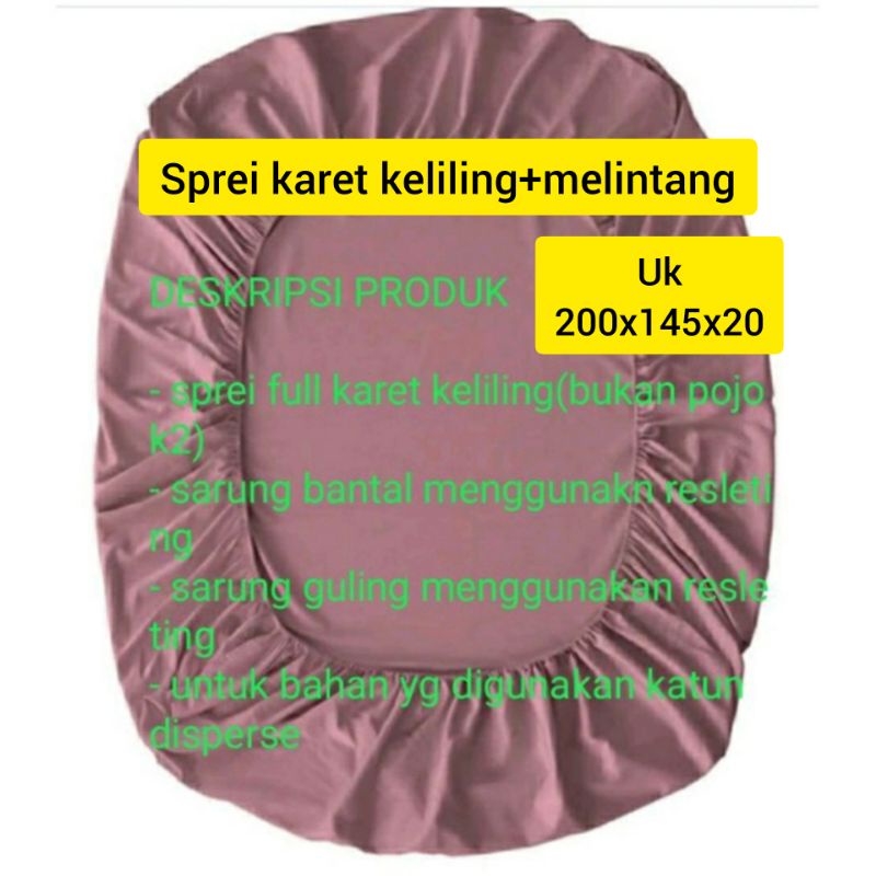 SPREI 145x200x20 sprei karet keliling+melintang/sprei homemade