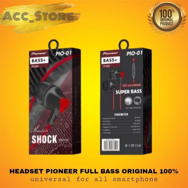 Headset Earphone Handsfree Pioneer Sound Full Bass Original 100%