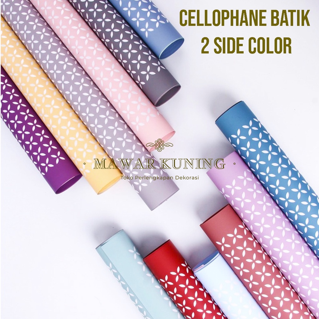 

[ 20 Lembar ] Cellophane Batik 2 Side Color / Kertas Ceelophane Buket Bunga - AOWF