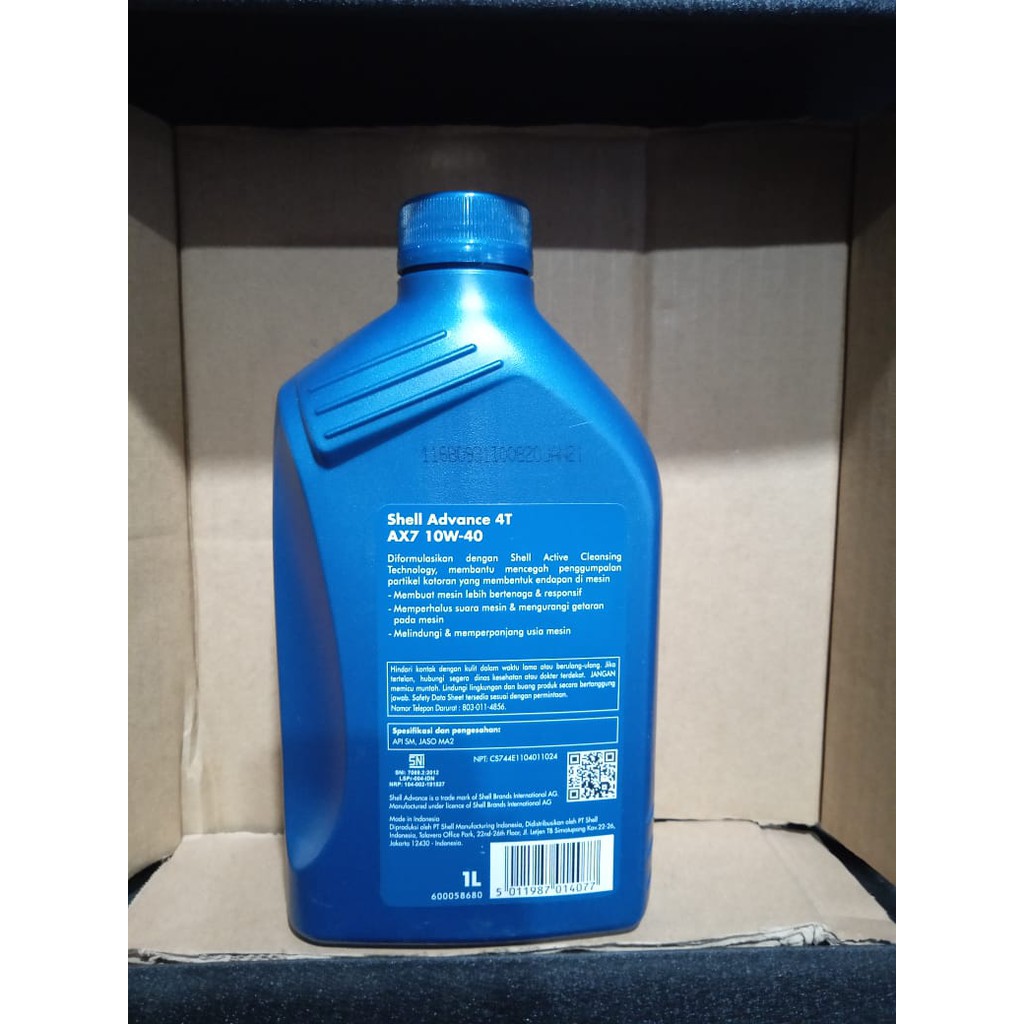 Oli Mesin Shell Advance AX7 Sae 10-40 1 liter..Oli Motor Sport ( ORIGINAL / ASLI )