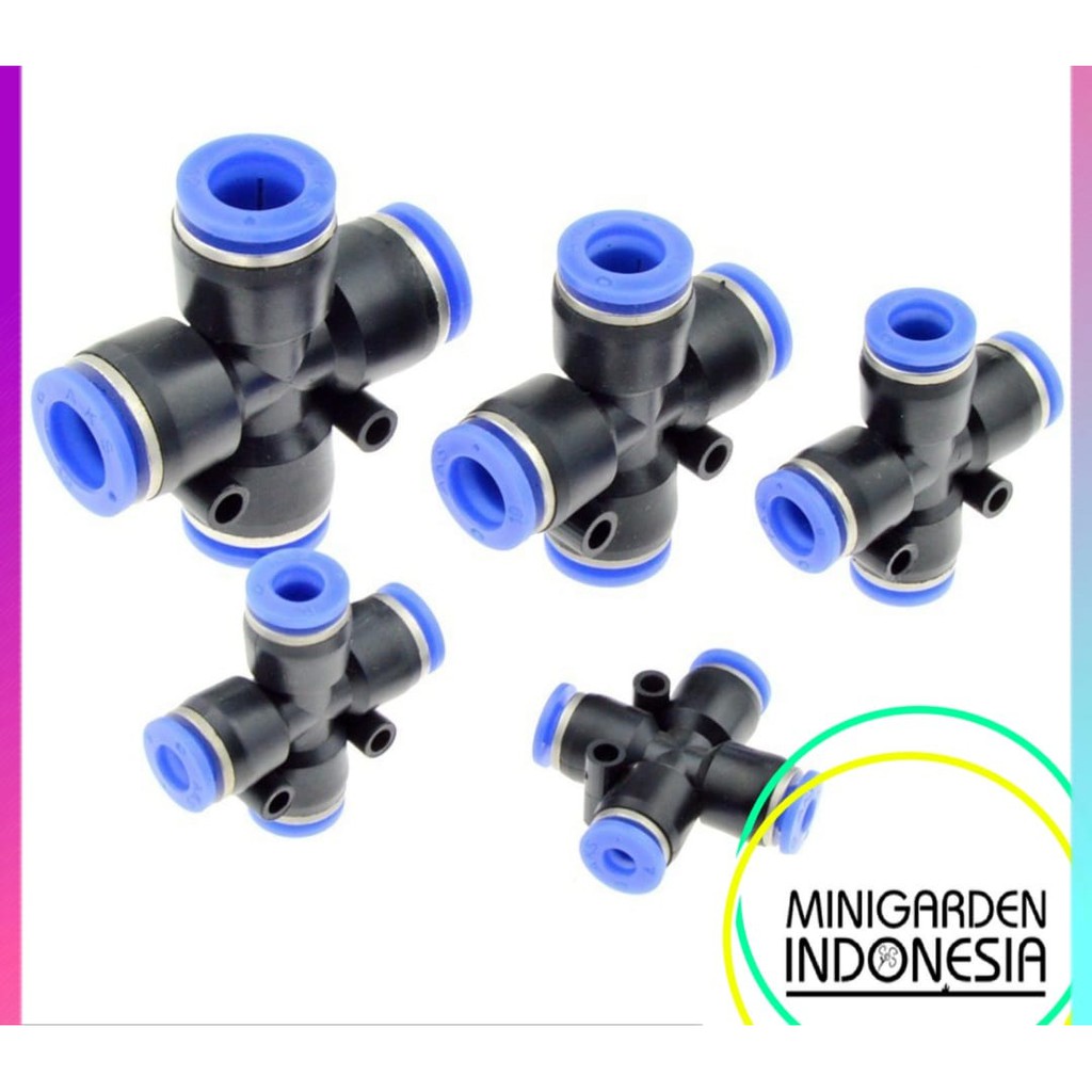 KONEKTOR CROSS X SLIP LOCK CROSS 8MM fitting pneumatic PU push in 4 arah cabang siram irigasi taman